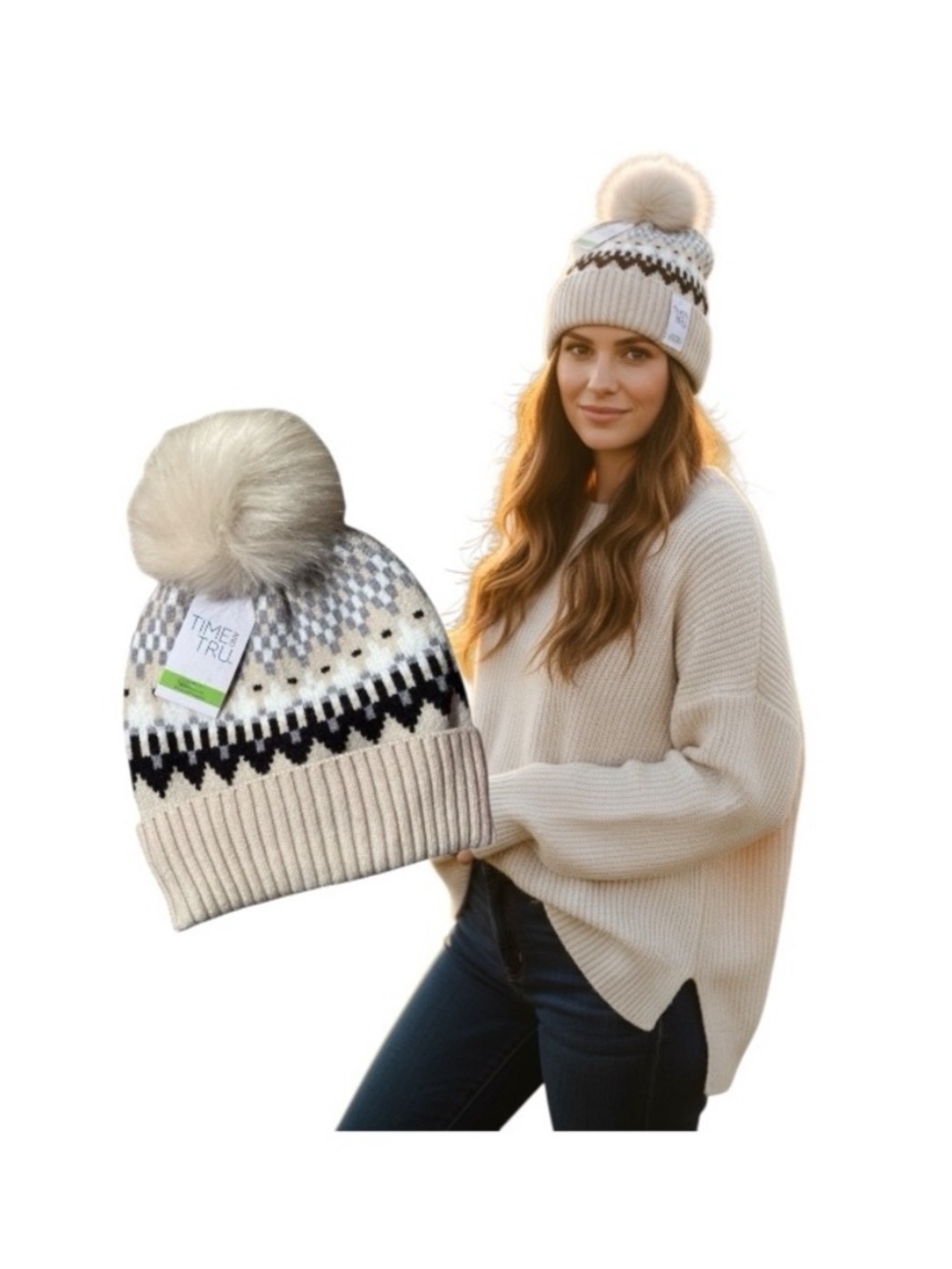 Time And Tru Fair Isle Beanie With Pom Pom
OS 
See Picture For Details